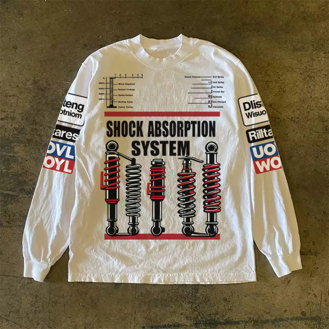 Heavyweight 310gsm Pure Cotton Long Sleeve T-Shirt American Retro Oversize Streetwear Versatile Casual round Neck Tee
