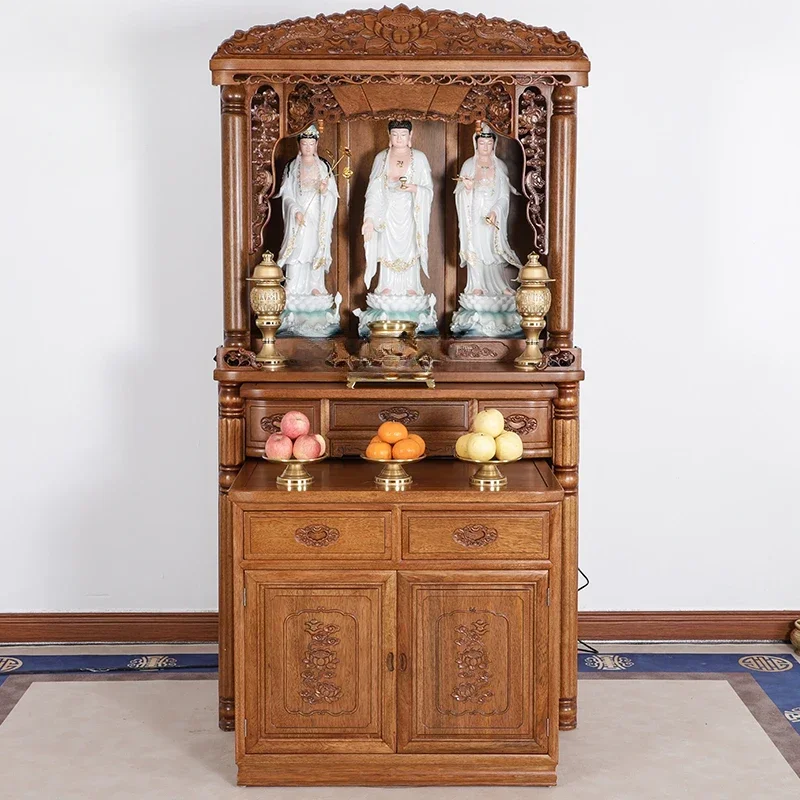 

Solid Wood Altar Buddha Shrine Household Clothes Closet Chinese Buddha Cabinet Altar Bodhisattva Altar