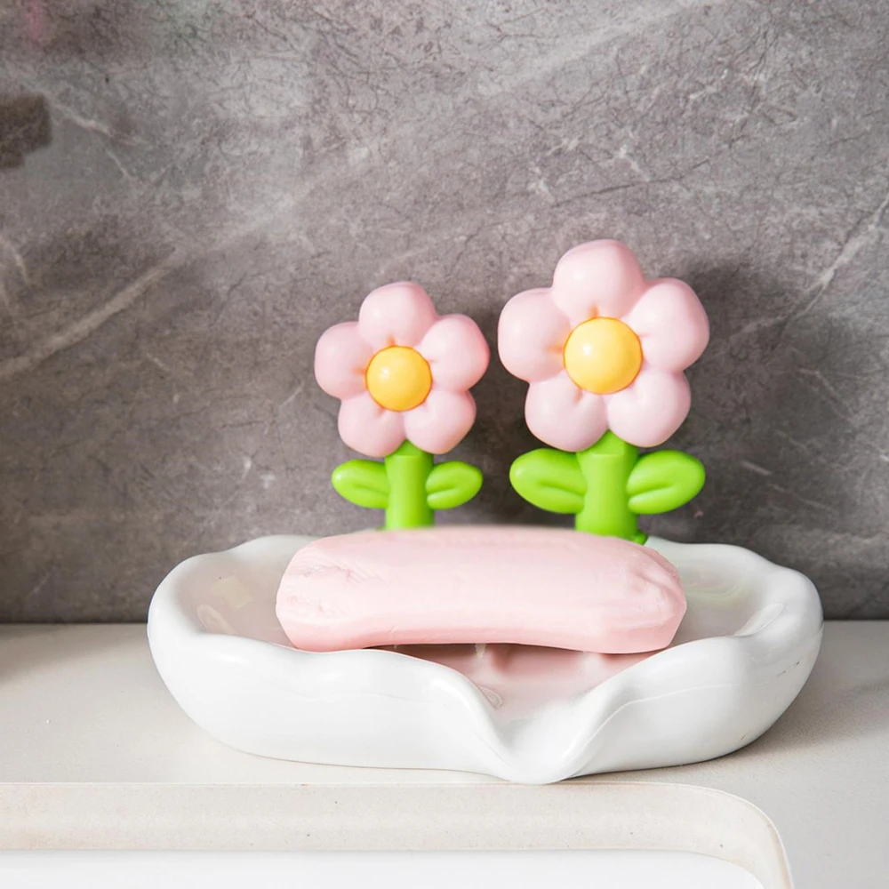 Creative Flower Soap Dishes Drain Plastic Soapbox Draining Soap Holder Bathroom Storage Soap Rack Bathroom Products