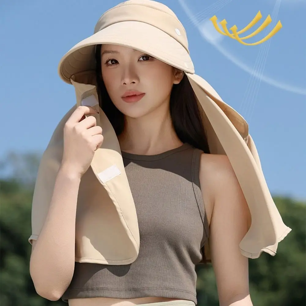 Fashion Wide Brim Shawl Fisherman Hat UV Anti Sunscreen Mountaineering Hat Visors Ponytail Cap Hiking Bucket Hat Camping