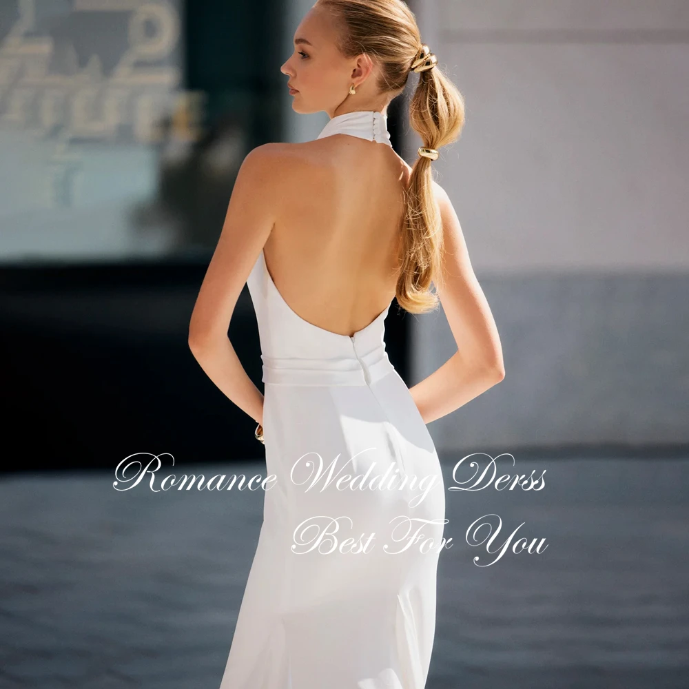 Простое свадебное платье русалки с высоким воротником, женское свадебное платье без рукавов 2025 года с открытой спиной и скользящим шлейфом, Vestidos De Novia по индивидуальному заказу