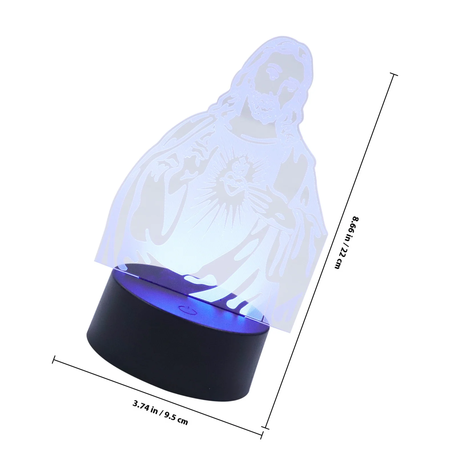 Luce notturna in acrilico 3D modello Gesù Lampada da scrivania USB Illuminazione calda e morbida per camera da letto Caffetteria Negozio Luce decorativa in stile religioso