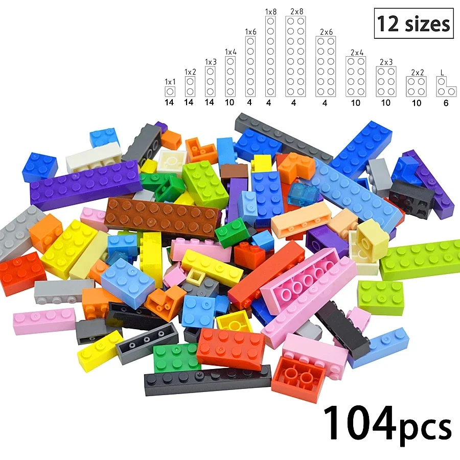 104 Stücke Gemischte Dicke Figur Bausteine 12 größe 16 Farben Kompatibel Klassische Grundplatte Leduo Kreatives Spielzeug Für Kinder
