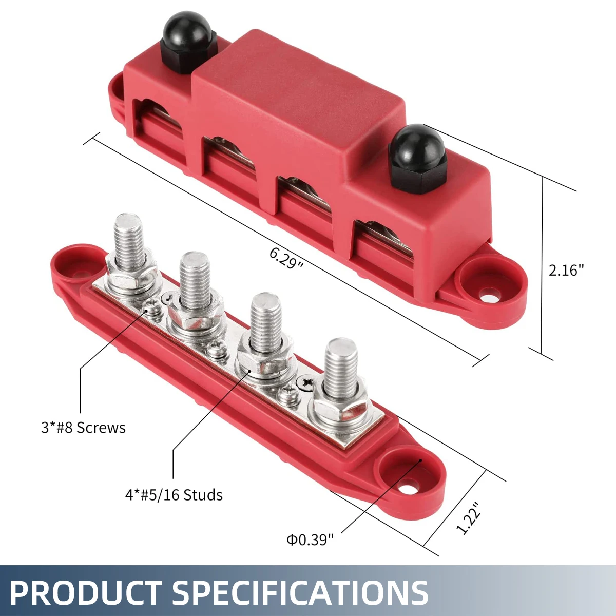 Dc 48v 250a 4 bloco terminal studs powerterminal barramento M8 M10 Fiação de Alta Corrente Stud Bateria Bloco de Junção para RV Carro Navio