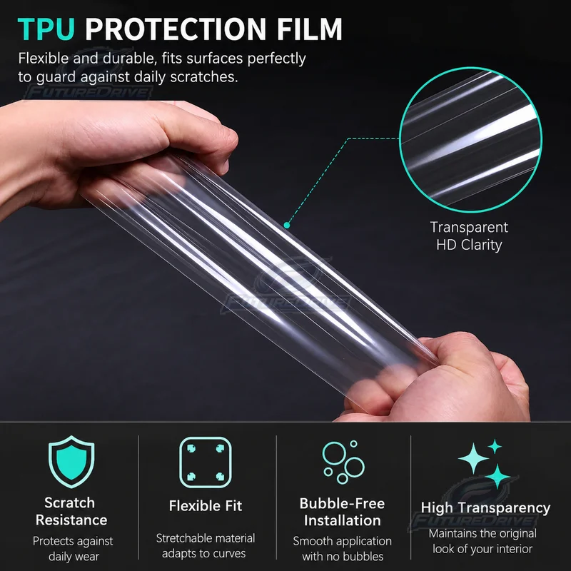 For Mercedes-Benz EQC 2020-2025 Center Console Gear Shift Interior Trim Sticker Clear TPU Paint Protection Film