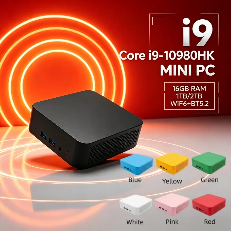 2026 New Design Mini Desktop PC i9-10980HK 16GB RAM 1/2TB SSD WiFi6 BT5.2 4K Game PC 13 Colors