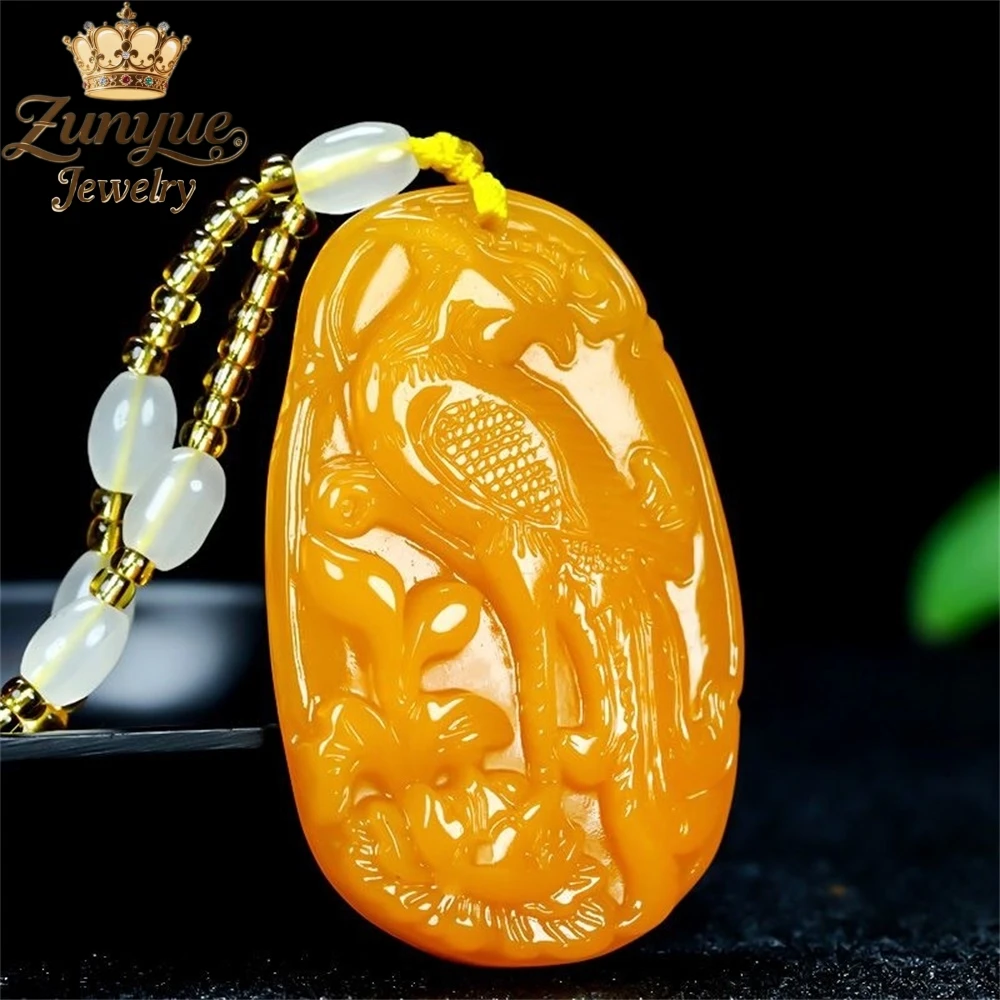 

High-End Natural Yellow Dragon Jade Phoenix Jade Pendant Luxury Quality Jewelry Fashion Jewelry Exquisite Elegant Charms Popular