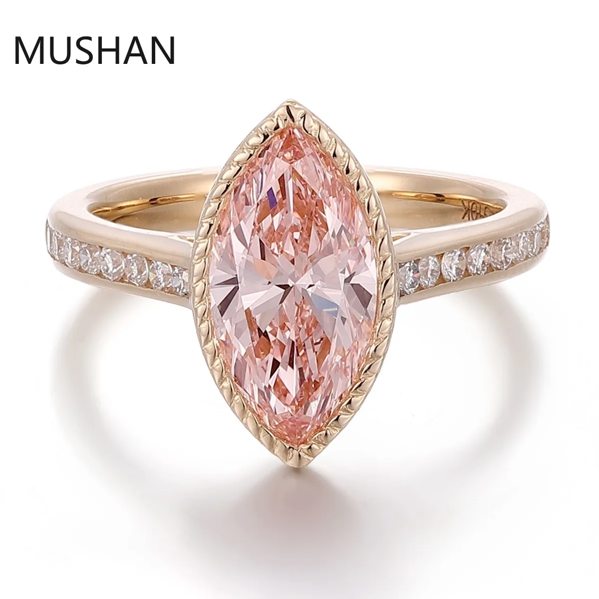 MUSHAN Luxury Custom 14K 18K Gold Rings Band Jewelry With Moissanite Diamond Lab Grown Gemstones Diamond Wedding Ring For Women view 2