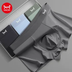MiiOW 3Pcs Ice Silk Men Boxer Underwear Sexy Mens Underpants Graphene Antibacterial Men's Panties Breathable Boxers Briefs L-5XL
