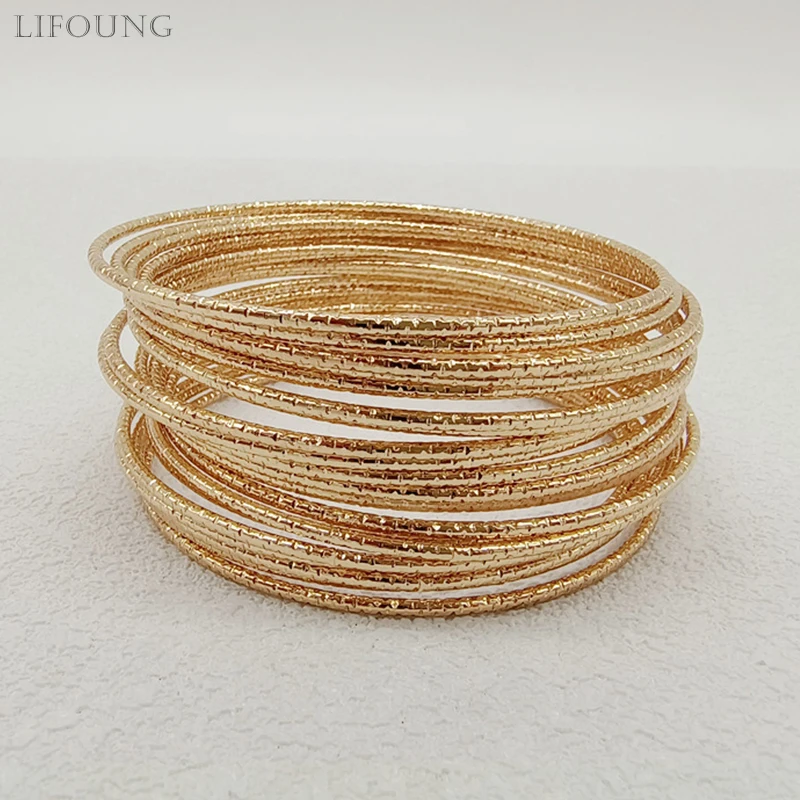 20 Pieces Gypsophila Textured Metal Bangles Set For Women Fashion Jewelry Heavy Timeless Styles Wholesales Accessories 2023690