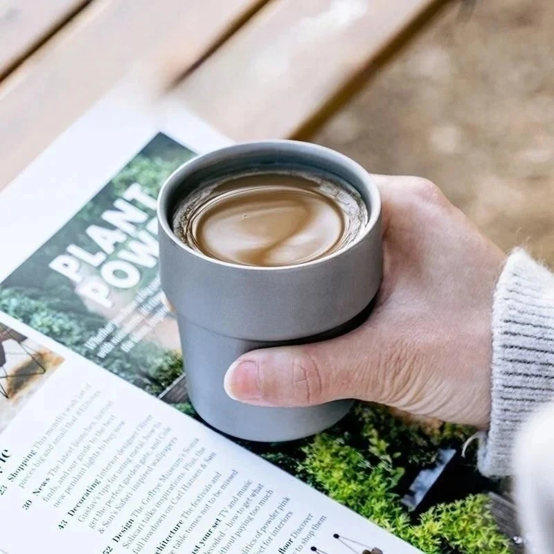 1pc 175ml Retro Practical Versatile Double-layer Heat-insulating Drink Cup For Outdoor Home Use