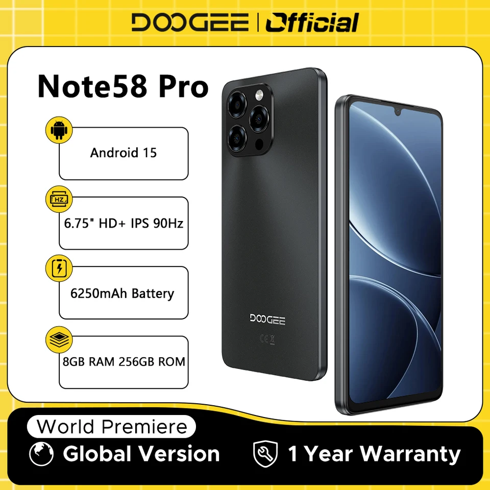グローバルバージョン DOOGEE Note58 Pro スマートフォン 6.75 