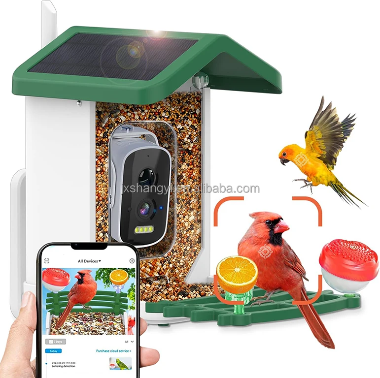 hit productFactory OEM Auto Identifier Live View WIFI Smart AI Bird Feeder with 4K HD Camera Solar Powered