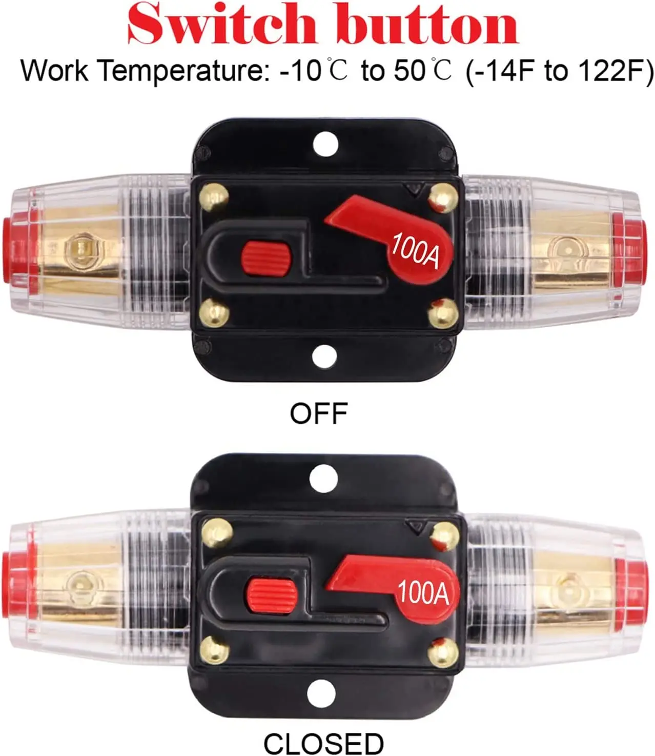 30A-150A Power Self-recovery Circuit Breaker, Car Audio Conversion Protection, Disconnect Fuse Holder 12V-24V DC