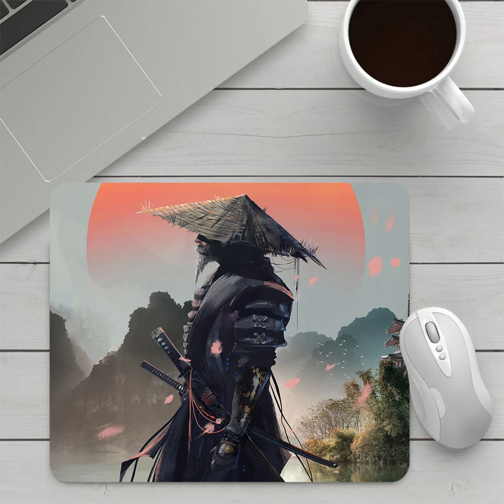 Japanese Ronin Bushido Samurai Small Gaming Mouse Pad Computer Mousepad PC Gamer Mouse Mat Laptop Office Keyboard Mat Desk Pad