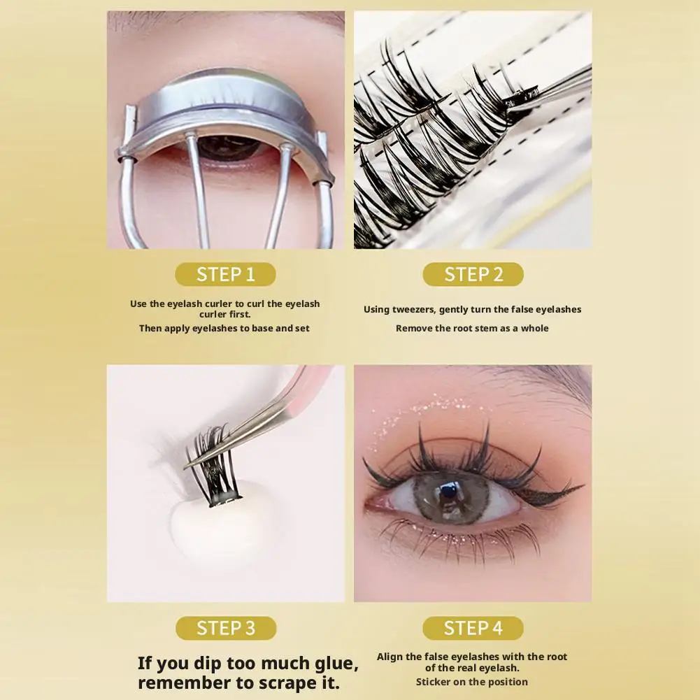 自己粘着つけまつげクラスターセットナチュラルルックまつげエクステンションキット毎日のパーティーメイク用高密度つけまつげ