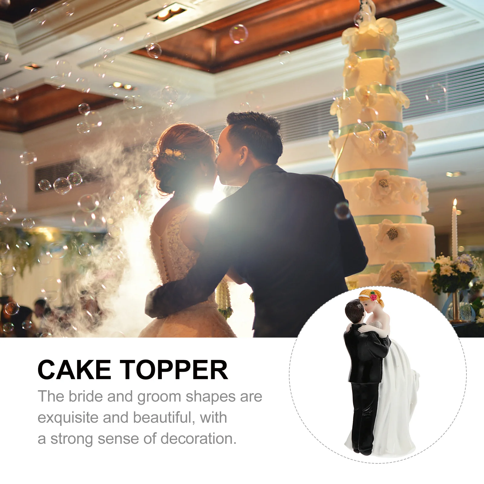

1Pcs New Bride and Groom Cake Topper Resin Wedding Decoration Adornment for Dessert Table Party Favors Centerpiece