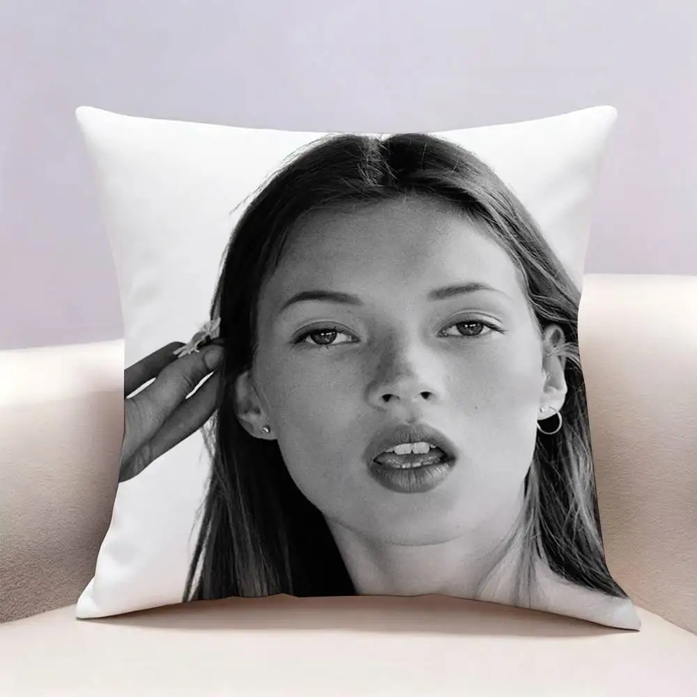 Model K-Kate Moss   Double-sided print Pillow Case for Sofa Living Room Home office Decor Protective Cover