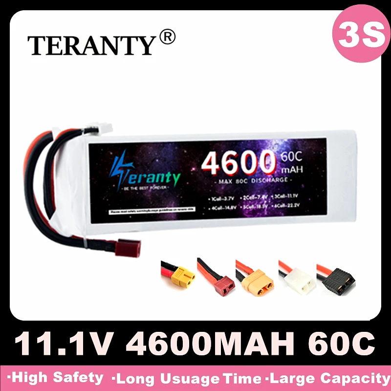 Batterie Lipo 3S 4600mAh 11,1V 45C mit Prise Count60 für Avion RC, Quadrirotor, Hélicoptere, Mod Parque FPV, Voiture de Course,