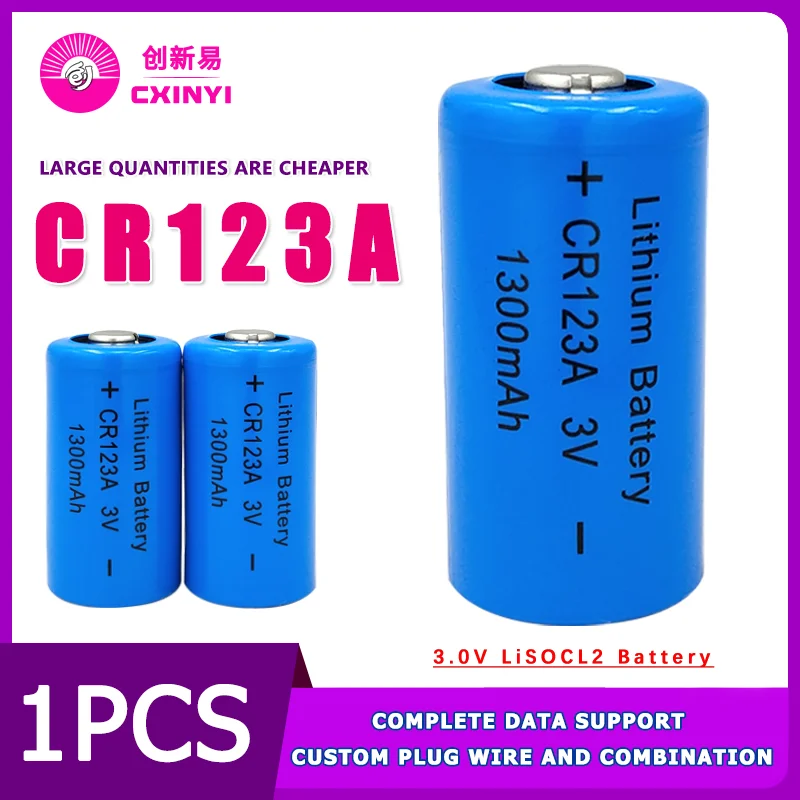 Cxinyi CR123A 3V Disposable Lithium Battery for Smoke Alarm Camera Water Meter GPS Locator Access Control Non-rechargeable