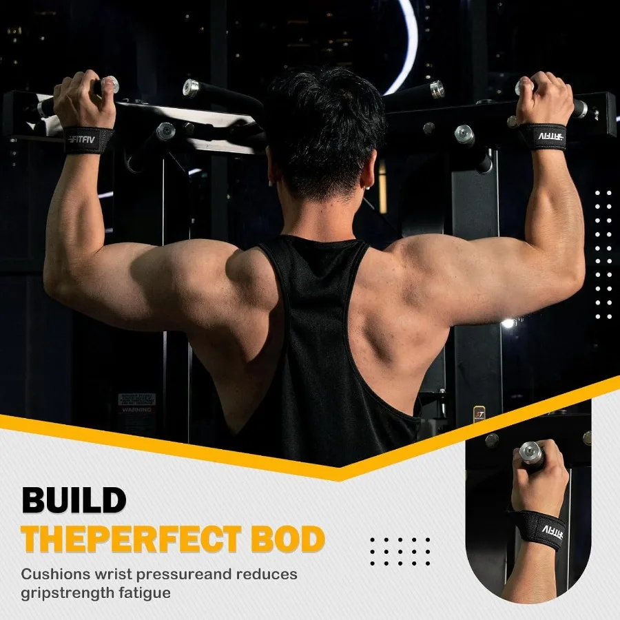 أشرطة رفع لرفع الأثقال وتدريبات قوة الصالة الرياضية مع وسادة معصم مبطنة من النيوبرين مثالية للرجال والنساء لتعزيز