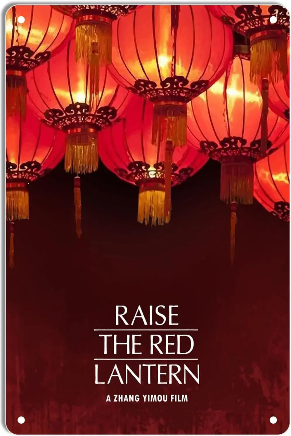 Metal Tin Sign Raise The Red Lantern Minimal Movie Posters for Home Theater Decor and Retro Wall Art 8x12 Inch