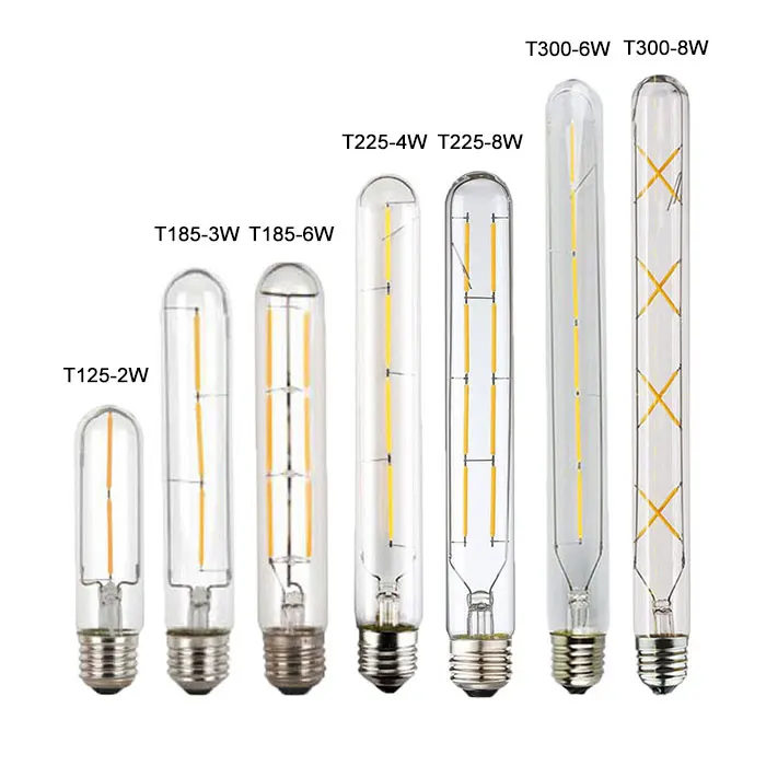 100-240V 6000K LED Filament Light Bulb 110V 120V 6500K Tubular Edison Bulbs T10 T185 T225 T30 T300 Long Tube 4W 6W 8W LED Bulb