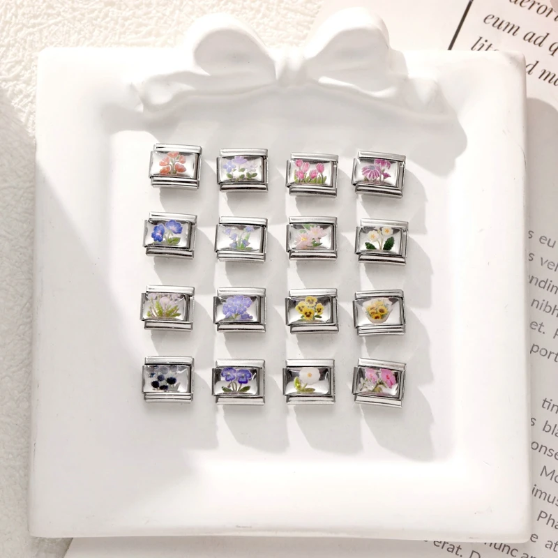 جديد المرأة الملونة الزهور ارتفع السحلية عباد الشمس توليب الإيطالية سحر الروابط صالح 9 مللي متر سوار الفولاذ المقاوم للصدأ DIY بها بنفسك صنع المجوهرات