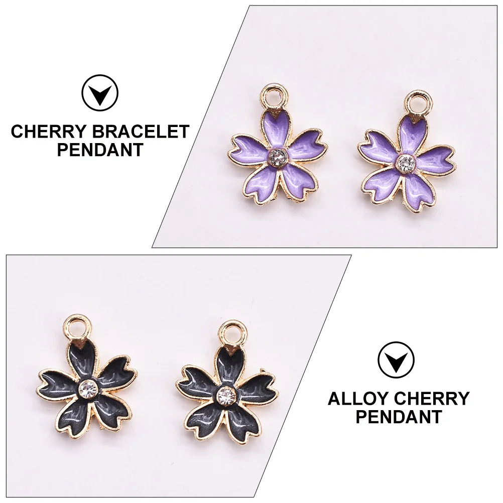 

50pcs Cherry Pendants Flower Shaped Diy Jewelry Accessories Bracelet Necklace Alloy Diy Cherry Accessories Charms Decorative