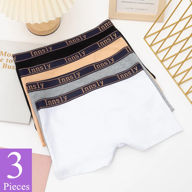 3Pcs/Set Women Boyshort Boxer Cotton White Underpant Elastic Big Size Panties Female Underwear Protective Shorts Under The Skirt