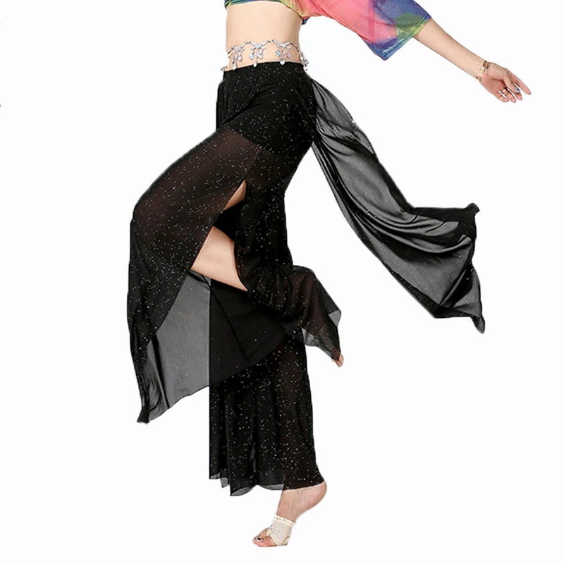 New Women Belly Dance Costumes Sexy Sprinkle Mesh Practice Clothes Pants Professional Oriental Dance Clothes Female Adult Black