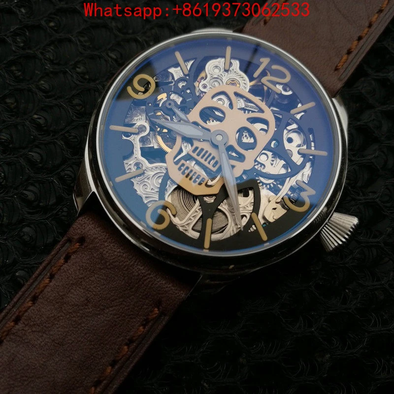Customized Hollow Mechanical Watch Skull Dial Mechanical Watch Engraved Movement Super Luminous Personalized Watch