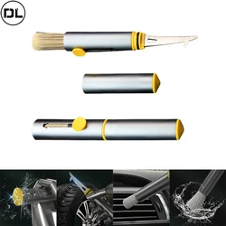 Car Cleaning Brush 3 IN 1 Tire Stone Clearing Air Outlet Dust Remover Emergency Window Breaking Tools Multifunctional Car Brush