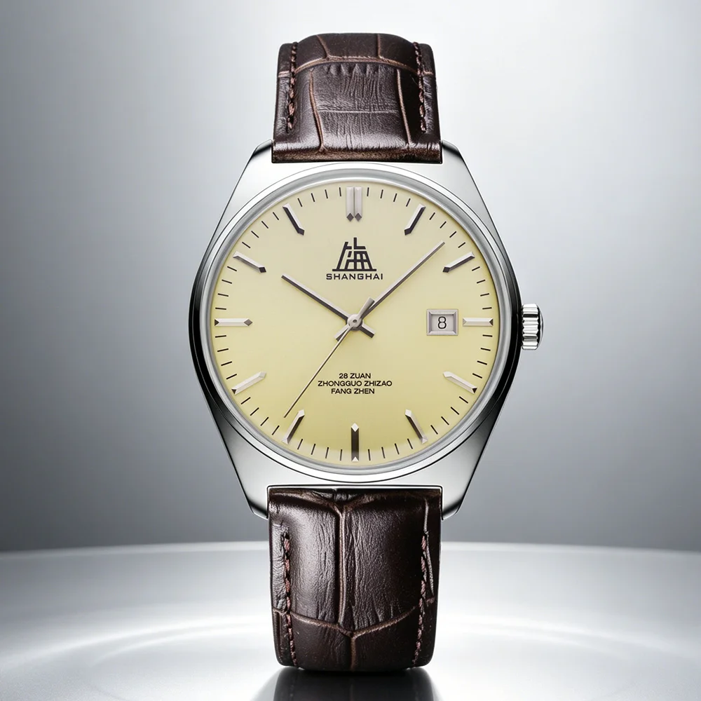 Shanghai Watch Re Edition 7120 Automatic Men's Watches Sapphire Date 39mm Tribute Classic Mechanical Clock Leather Strap S5100