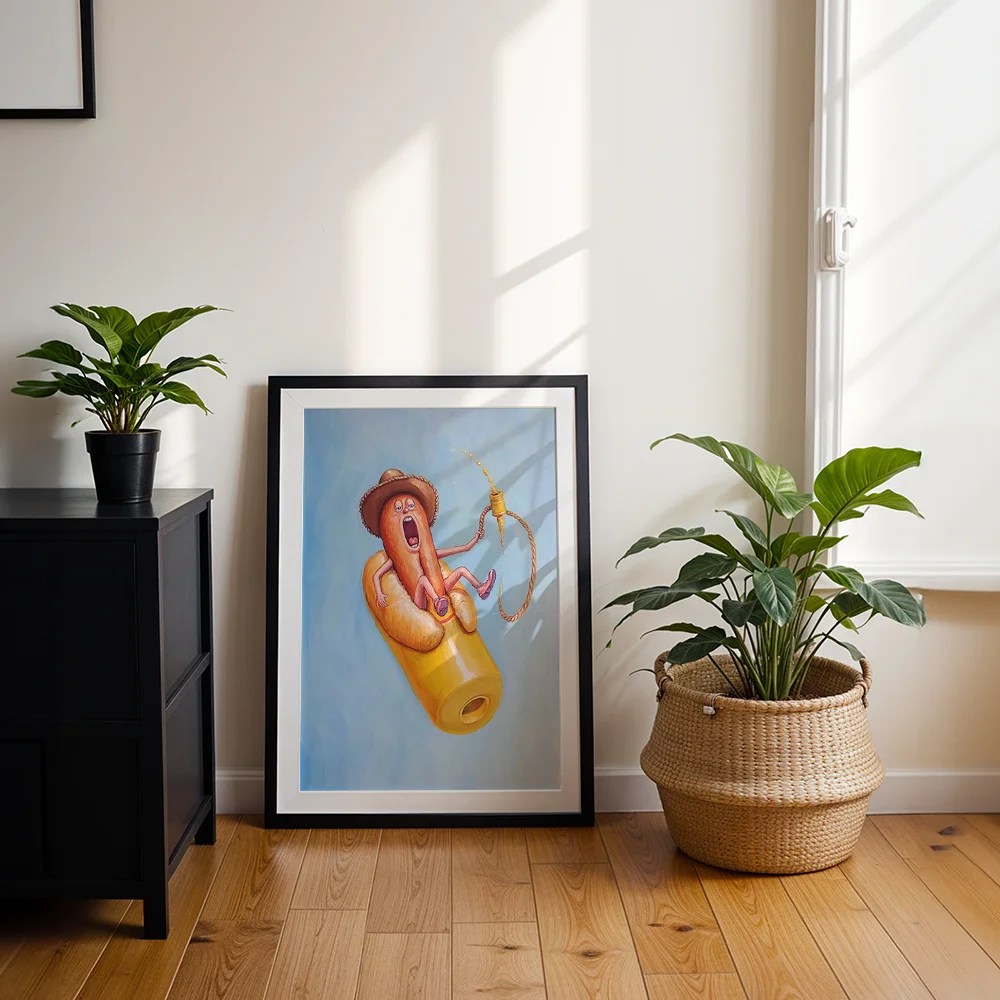 Abstract Fun Anthropomorphic Hot Dog Canvas Poster Wall Art,2D Print Wall Decor,Creative Home Gift