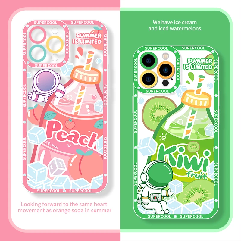 Cute Astronaut TPU Case for Infinix Note 8 8i 10 11 Pro 12 Play 2023 Smart 4 5 6 HD Plus 7 ZERO X Neo Silicone Fruit Drink Cover