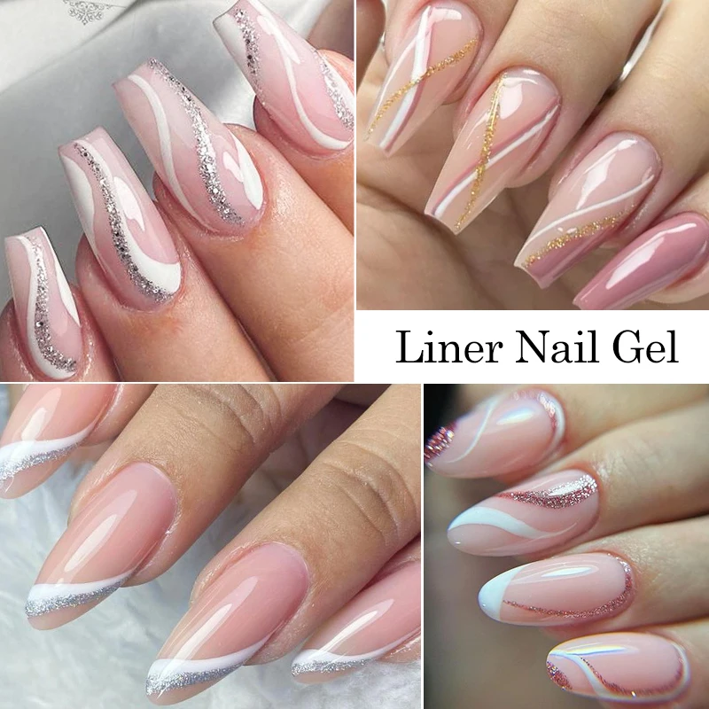 5 ml Metallic Malerei Liner Gel Nagellack Set Gold Silber Rosa Semi-Permanent Linie UV Gel Lack Für zeichnung Französisch Nägel