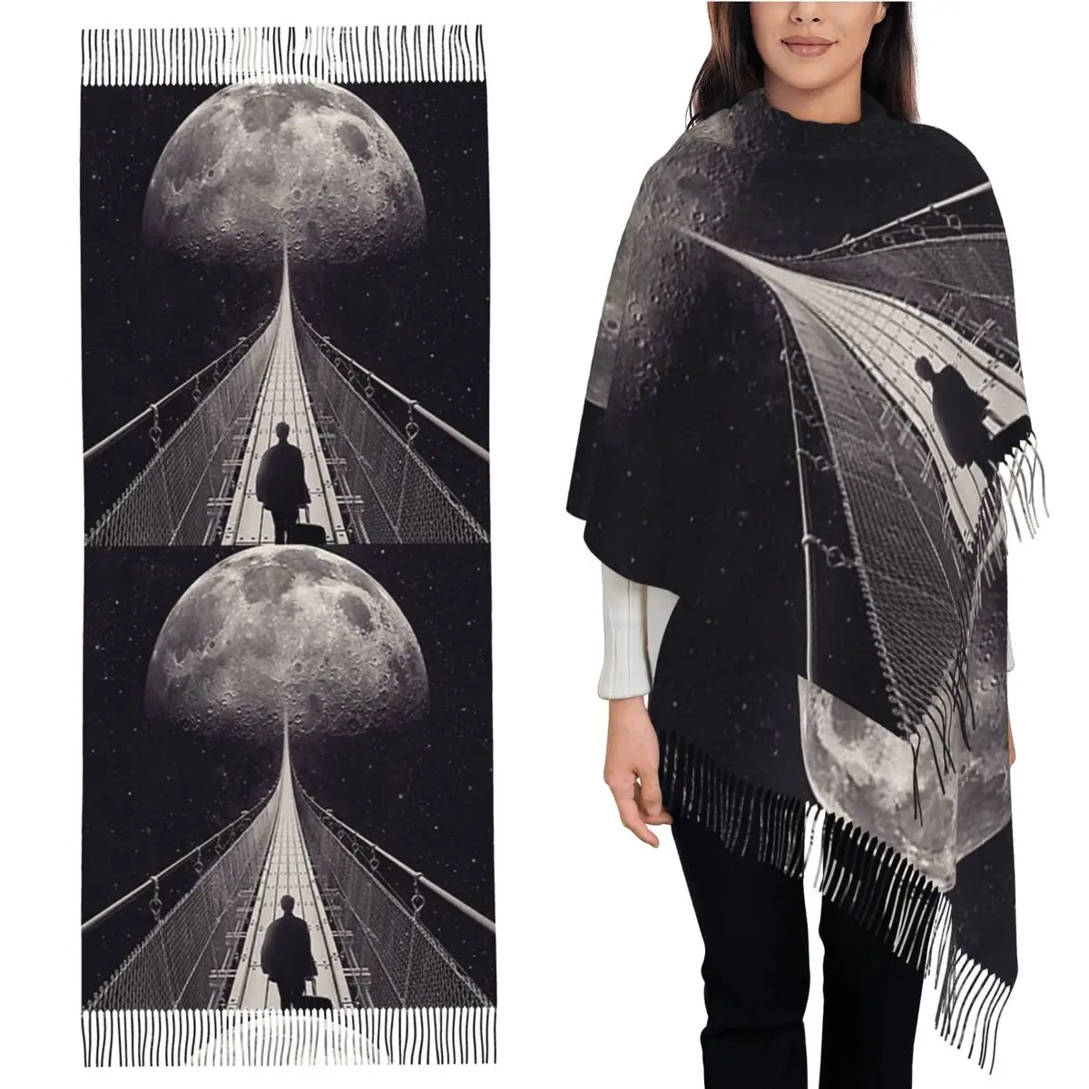

Space Trip Scarf Tassel Scarves Women Soft Warm Shawls and Wraps Large Fall Winter Shawl Wrap