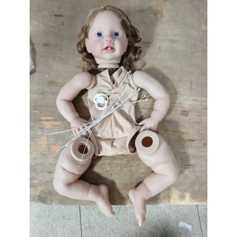 24인치 60cm 다시 태어난 아기 키트 Lottie 이미 페인트가 칠해진 키트 DIY 부품(뿌리 있는 머리카락 포함)