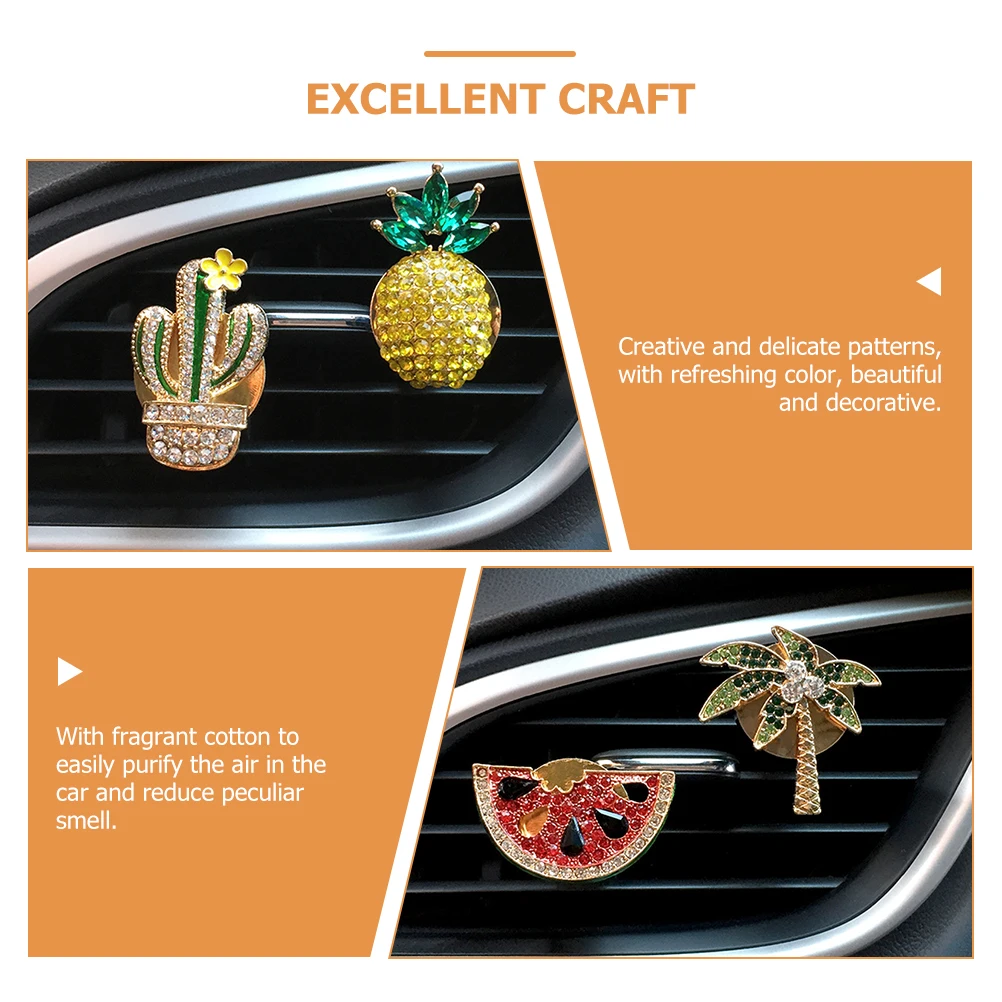 

3pcs Car Air Vent Clip Metal Cactus Design Conditioning Outlet Accessory Fragrant Cotton Purify Air Car Interior Decor