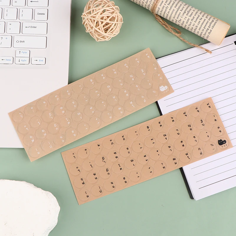 Round Transparent Sticker PC Desktop Keyboard Matte Sticker Thai Full Keyboard Waterproof Keyboard Protector Stickers