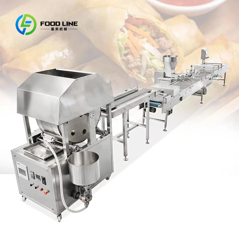 Vietnamesische Reispapierrollen-Maschine: Kundenspezifische Produktionslinie für Finger-Lumpia, Falt- und Füll-Spring-Roll-Produktion