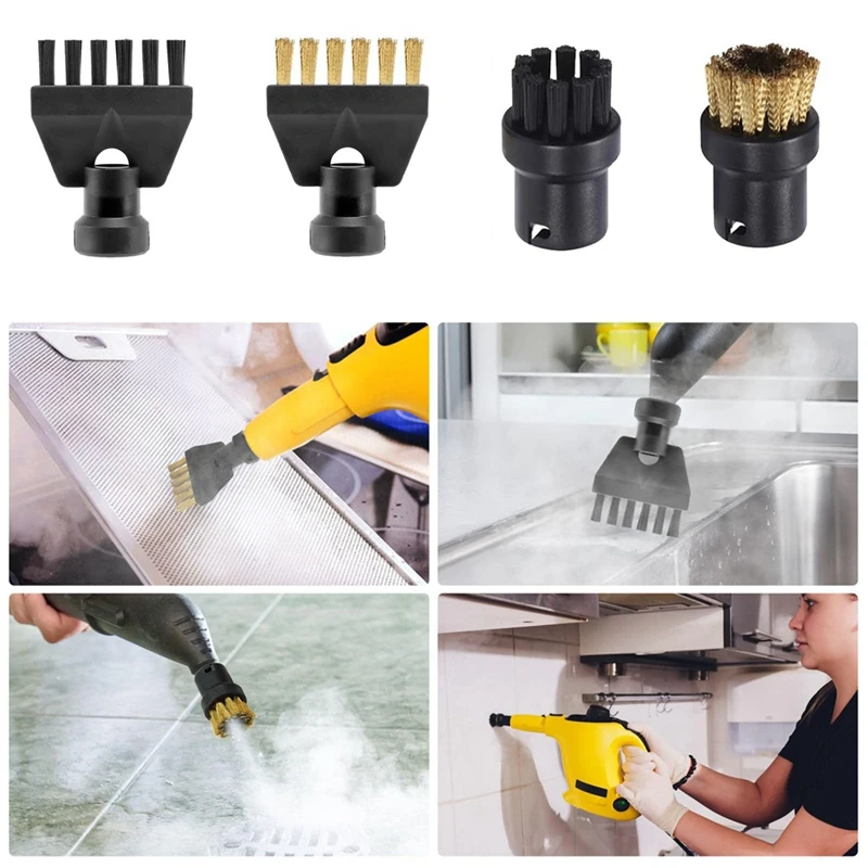 8pcs Steam Cleaner Accessories for Karcher SC1 SC2 SC4 SC5, Brush Attachment Set ,Round Brush Sets Flat Brush Heads