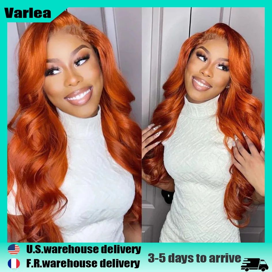 

Varlea 200% Density Colored 13x4 Lace Front Wigs Body Wave Lace Front Wig 13x6 Loose Body Wave Orange Ginger Human Hair Wig