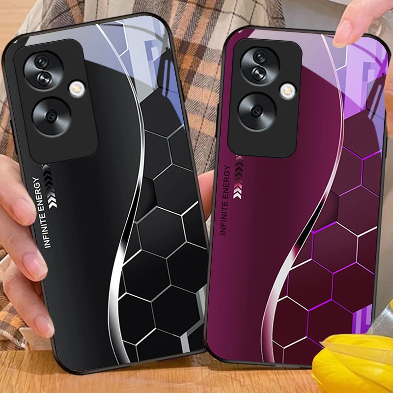 الخيال العلمي فضي أبيض ل ممن لهم A79 5G 58 78 74 60 4G رينو 11F Realme GT 6 11 نوت 50 10 C55 X2 الزجاج المقسى الأسود جراب هاتف