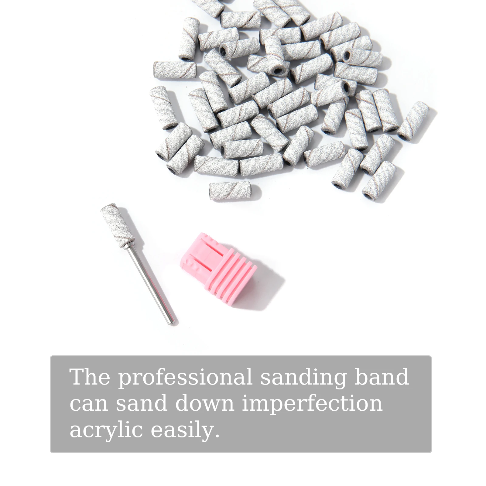 50pcs 3mm long small Mini Zebra Sanding Bands Stainless Steel Nail Drill Bits Mandrel Electric Manicure Accessories Tool