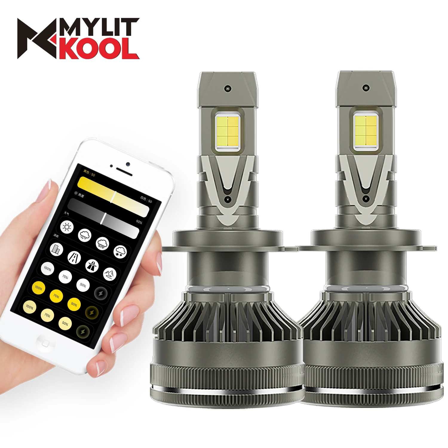 

APP Control Smart H7 H11 H4 LED Headlight 140W Car Light Bulb 3000K 4300K 6000K for Bluetooth H1 H3 9005 HB3 9006 HB4 Auto Lamps