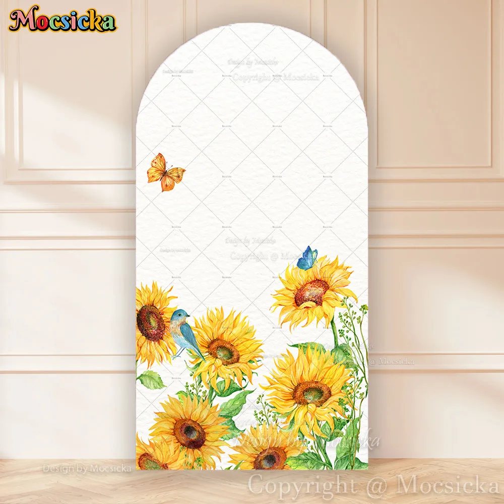 Mocsicka Sunflower Girl Birthday Party Arch Backdrop Cover Spring Floral Butterfly Bride Show Background Newborn Baby Photobooth