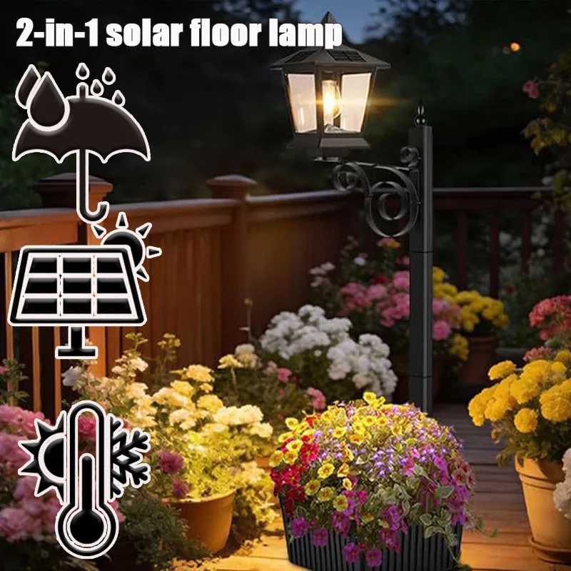 

1 Pack Outdoor 2 in 1 Solar Flower Pot Light Waterproof Decorative for Garden Terrace Front Porch Home Patio