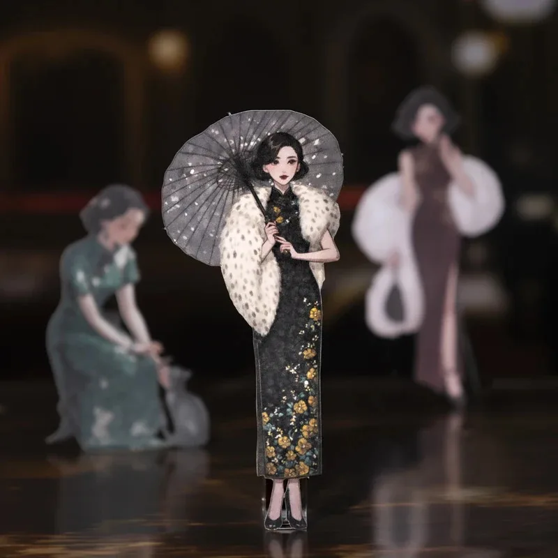 مجلة الذهاب 20 قطعة ملصقات فتاة شيونغسام الصينية خمر لتقوم بها بنفسك ألبوم اليوميات الزخرفية كلية غير المرغوب فيه مجلة سكرابوكينغ الشارات #4